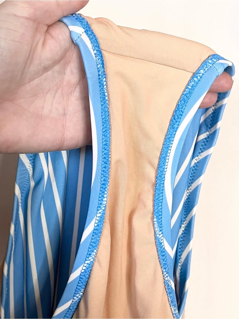 J. CREW Blue Gingham & Stripe One-Piece Swimsuit Size M Cutout Tie Front